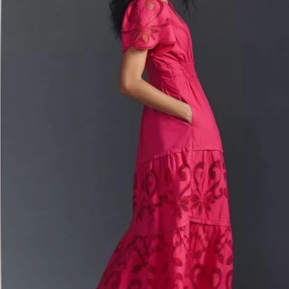 Anthropologie Somerset Maxi cutwork pink Dress - Picture 2 of 4